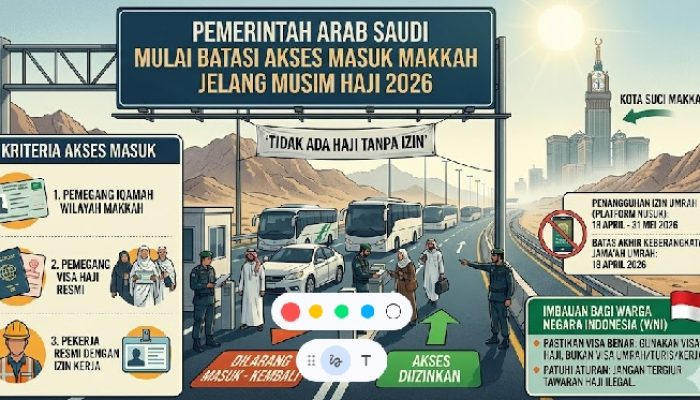 Pemerintah Arab Saudi Mulai Batasi Akses Masuk Makkah Jelang Musim Haji 2026