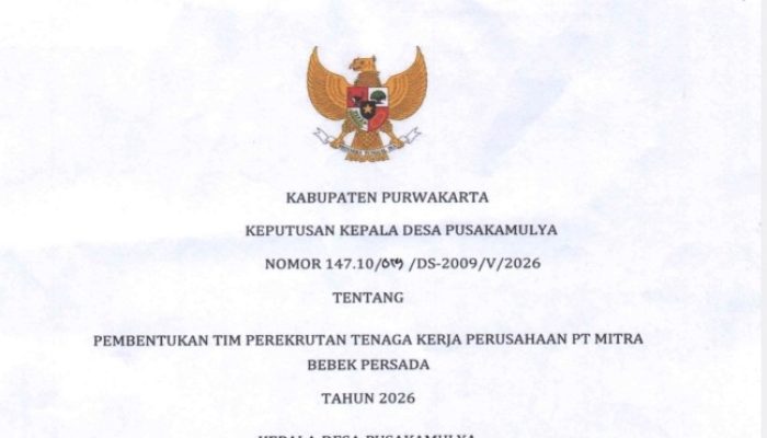 Pemdes Pusakamulya Purwakarta Bentuk Tim Perekrutan Tenaga Kerja PT Mitra Bebek Persada